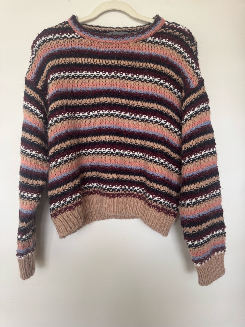 Anthropologie ElsaManda Italy Wool Alpaca Striped Sweater L